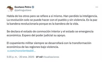 Con esta publicación, el presidente