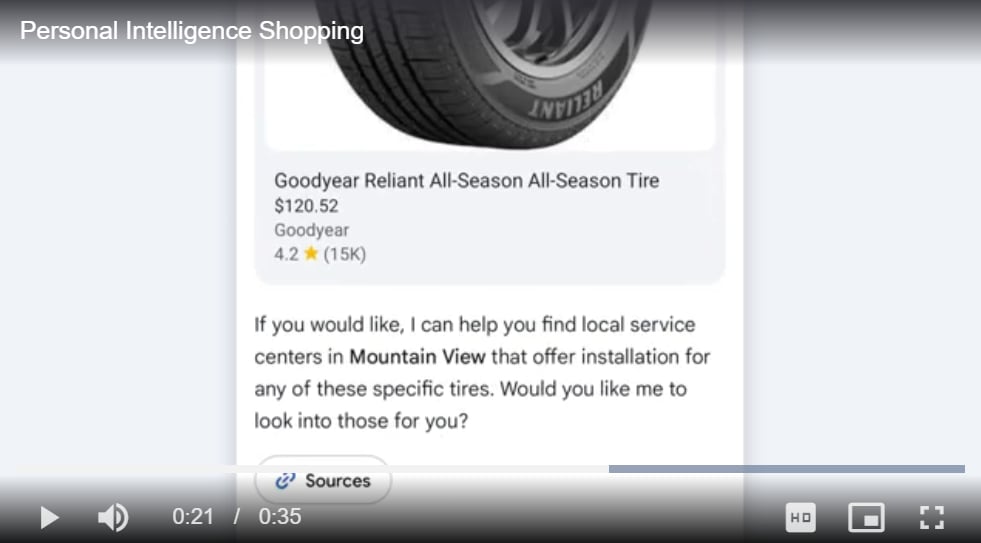 Woodward mostró cómo funciona el sistema al contar que pudo decidir qué neumáticos comprar para su auto tras revisar fotos familiares antiguas. (Captura Google)