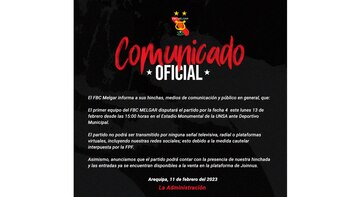 FBC Melgar informó que su