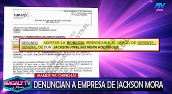 Jackson Mora en el ojo público: empresa de su hermana recibió millonarios montos del MEF. Captura: Magaly Tv La Firme.
