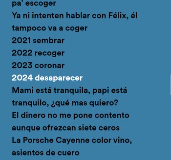 Extracto de la letra de