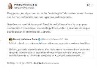 La excandidata presidencial Paloma Valencia señaló a la campaña de Abelardo de la Espriella de maltratarla - crédito @PalomaValenciaL/X