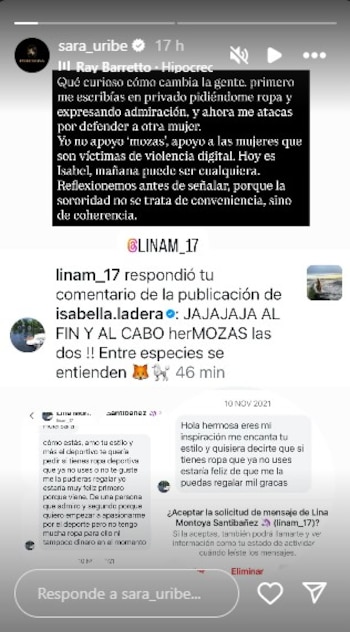 Sara Uribe reiteró su apoyo