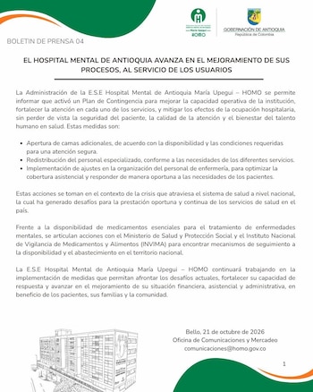 El plan de contingencia contempla la habilitación de camas adicionales y la redistribución del personal de enfermería en turnos críticos - crédito @MentalHOMO / X