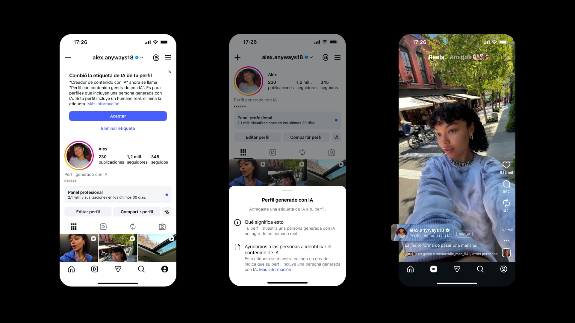 La advertencia no quedará limitada a la página principal de una cuenta.
(Instagram)