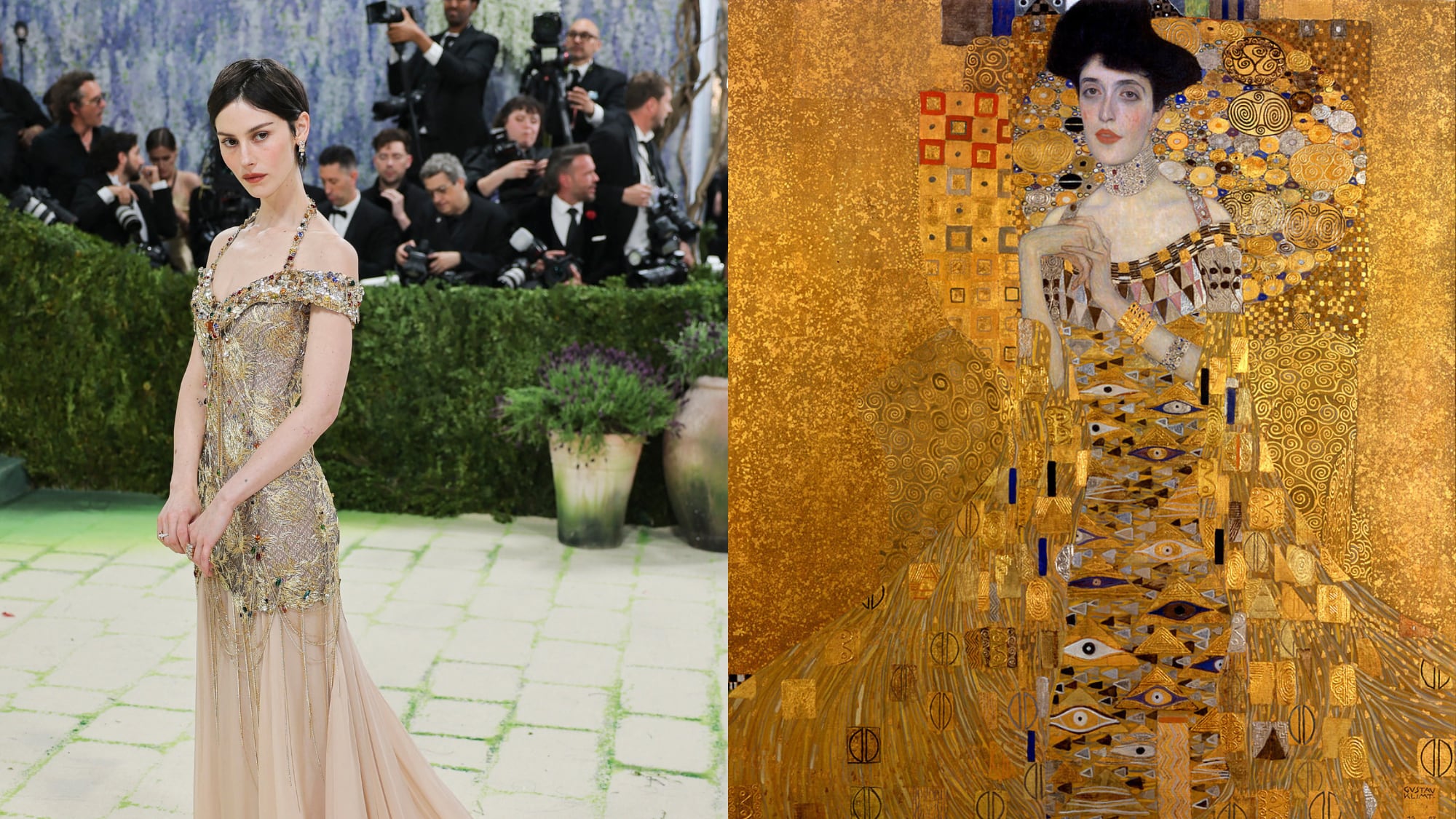 Gracie Abrams rindió homenaje a la “Dama de oro” de Klimt y la Secesión de Viena con un diseño dorado de Chanel cargado de simbolismo histórico