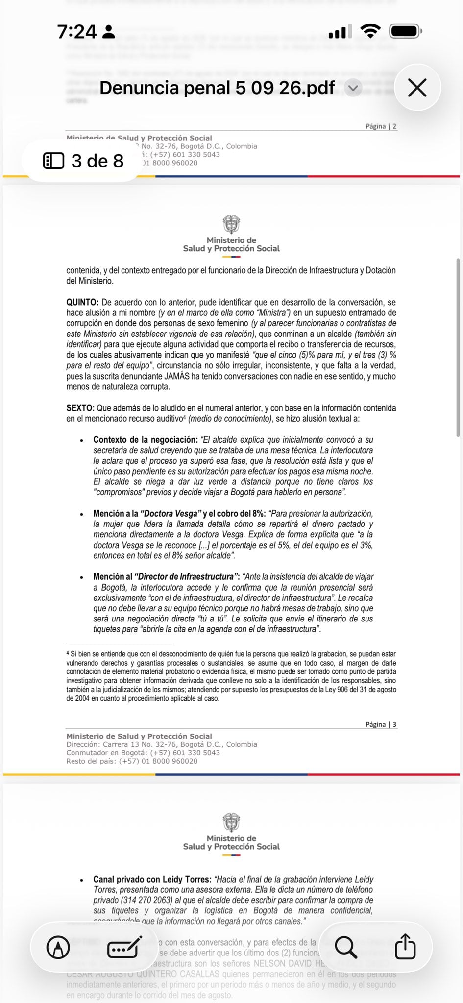 La denuncia además pide investigar a los funcionarios que estarían dispuestos a pagar coimas o porcentajes para recibir recursos públicos - crédito @darcyquinnr/X