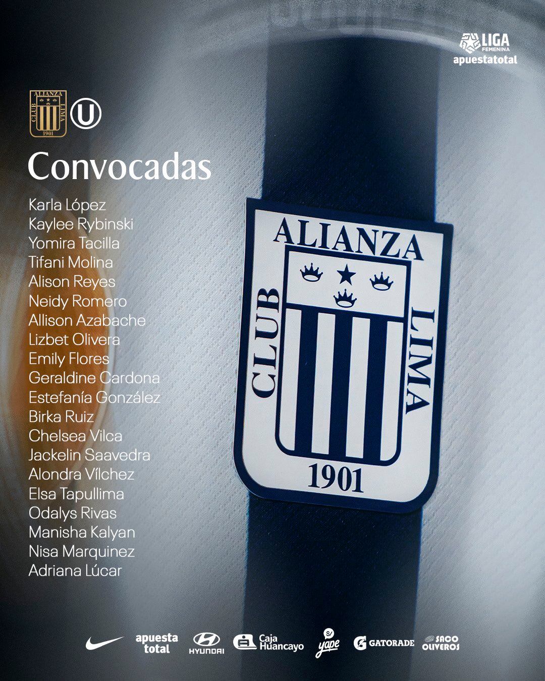 Lista de convocadas de Alianza Lima.