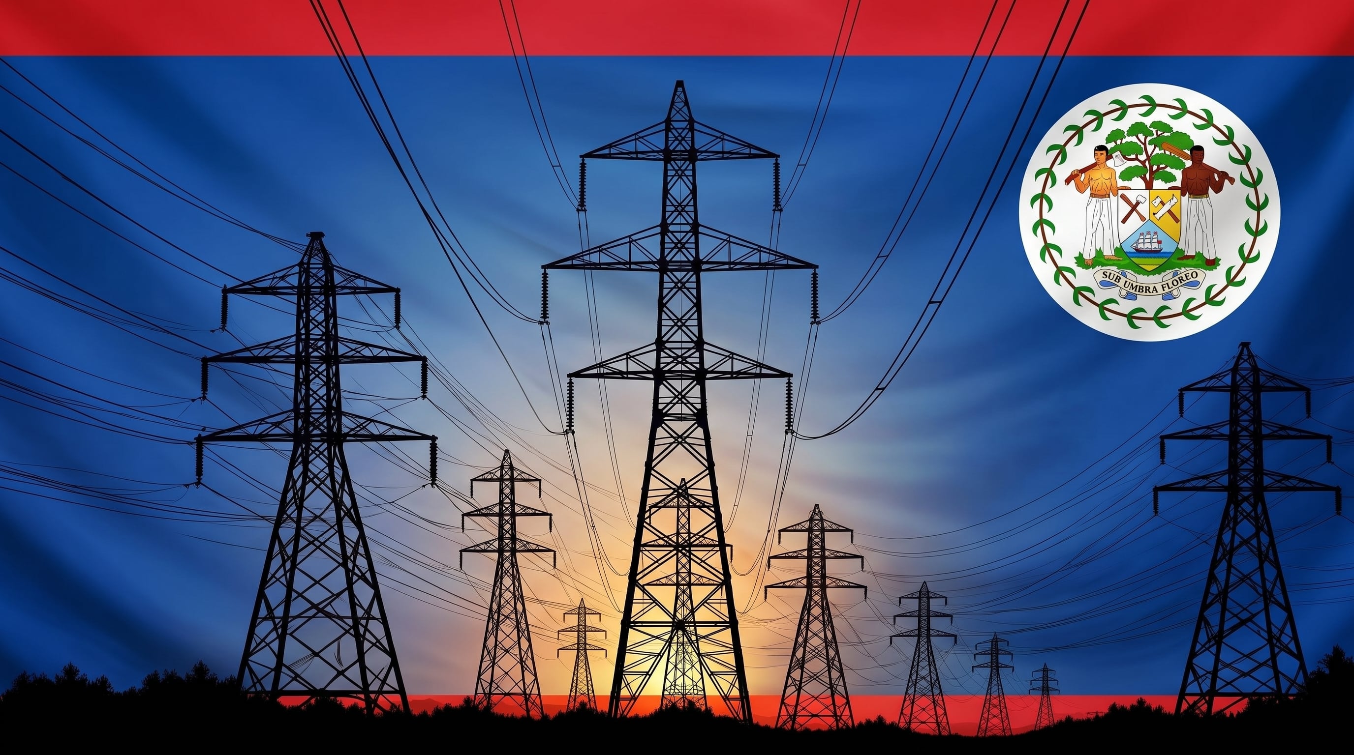 Varias torres de alta tensión dispuestas en fila ilustran la infraestructura del sector eléctrico en Belice. (Imagen Ilustrativa Infobae)