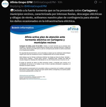 El impacto de las lluvias se extendió a varios municipios, dejando casas destechadas, barrios sin luz y vías bloqueadas, mientras equipos de emergencia y autoridades coordinan acciones para atender la crisis regional - crédito captura de pantalla X