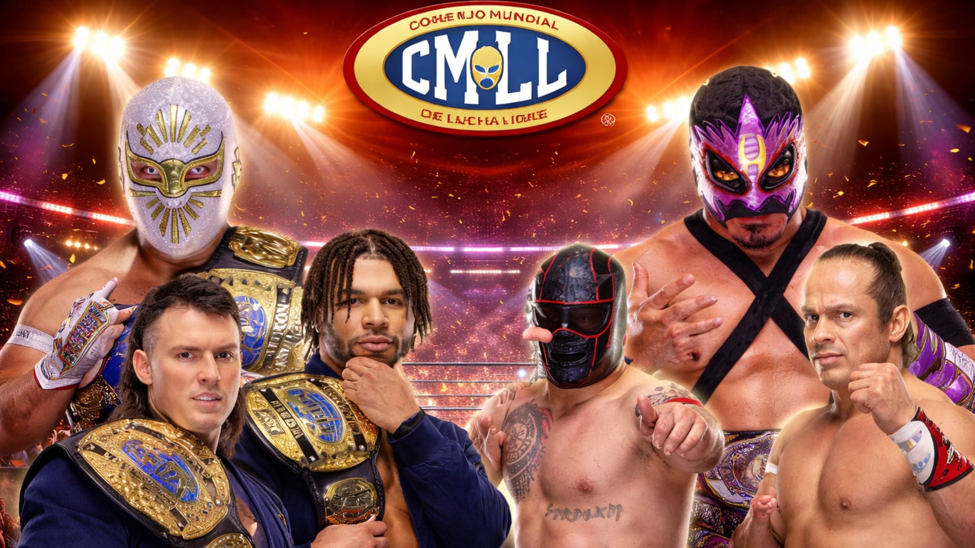 La Don Callis Family buscará arrebatar los títulos de tríos en la lucha estelar.(Ilustración: Jesús Aviles)