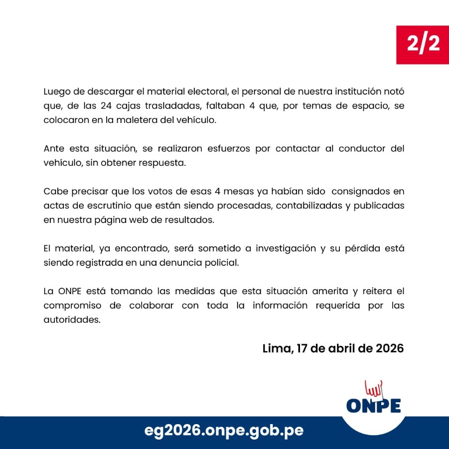 ONPE responde ante denuncia de Willax donde se vio que votos electorales fueron dejados en basurero