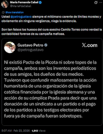 María Fernanda Cabal arremetió contra