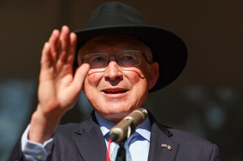 U.S. Ambassador to Mexico Ken Salazar speaks during a press conference in Mexico City, Mexico December 10, 2024. REUTERS/Raquel Cunha
