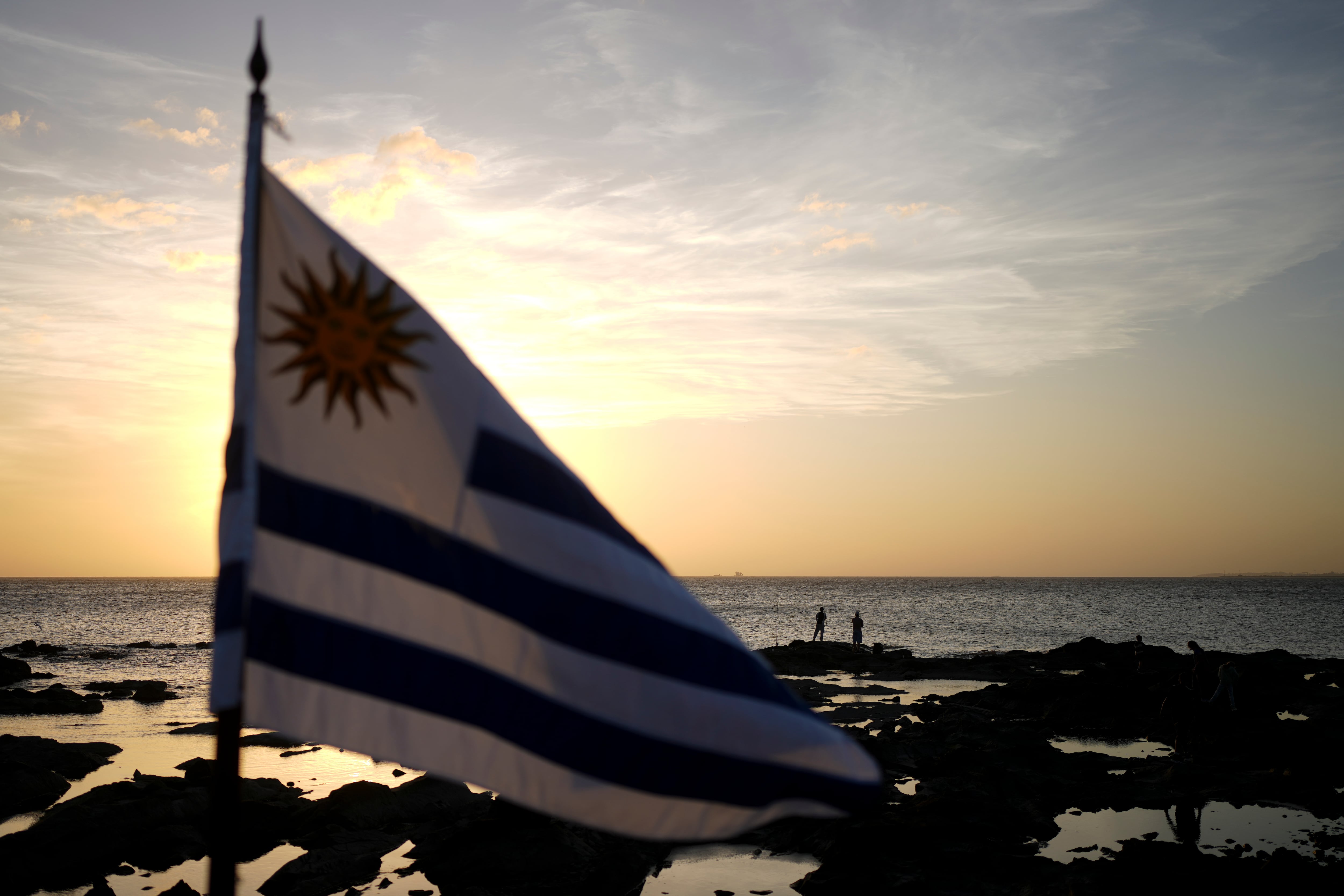 Una bandera uruguaya en Montevideo (AP Foto/Natacha Pisarenko/Archivo)