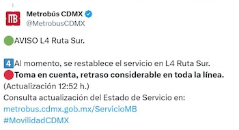 Avance en tiempo real de las diversas líneas de la red de transporte público capitalino.