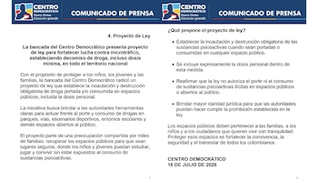 El Centro Democrático radicó proyecto de ley para fortalecer lucha contra el microtráfico - crédito @AlvaroUribeVel/X