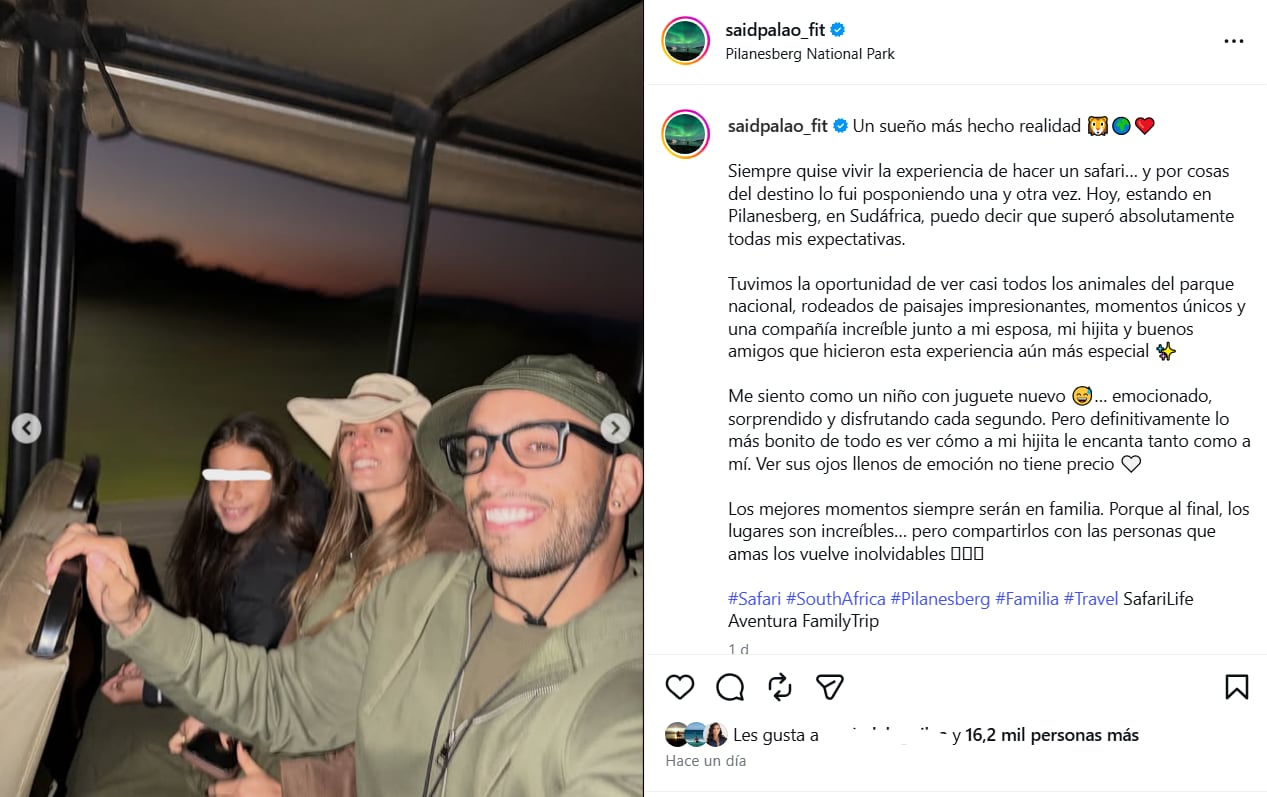 Alejandra Baigorria y Said Palao viven un safari familiar en Sudáfrica,  pero las redes notan una fría distancia - Infobae