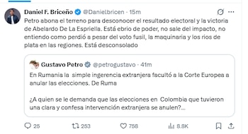 Daniel Briceño también criticó a Petro por desconocer el resultado de las elecciones - crédito @Danielbricen/X