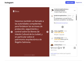 Post Fundación Rogelio Salmona - crédito Instagram