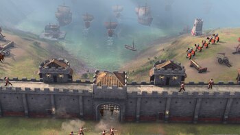 SCREENSHOT - Barcos, muros y cañones: "Age of Empires IV" propone a jugadores y jugadoras ser los conductores de grandes imperios y de sus ejércitos. Foto: Microsoft Games/dpa - ATENCIÓN: Sólo para uso editorial con el texto adjunto y mencionando el crédito completo