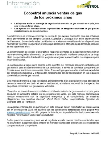 En un comunicado a la