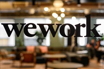 FILE PHOTO: A WeWork logo