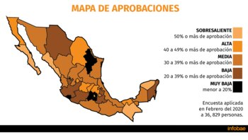 Mapa de aprobaciones de gobernadores.