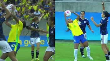 Video: el tirón de pelo que dejó a la selección argentina femenina con una jugadora menos en el empate ante Brasil