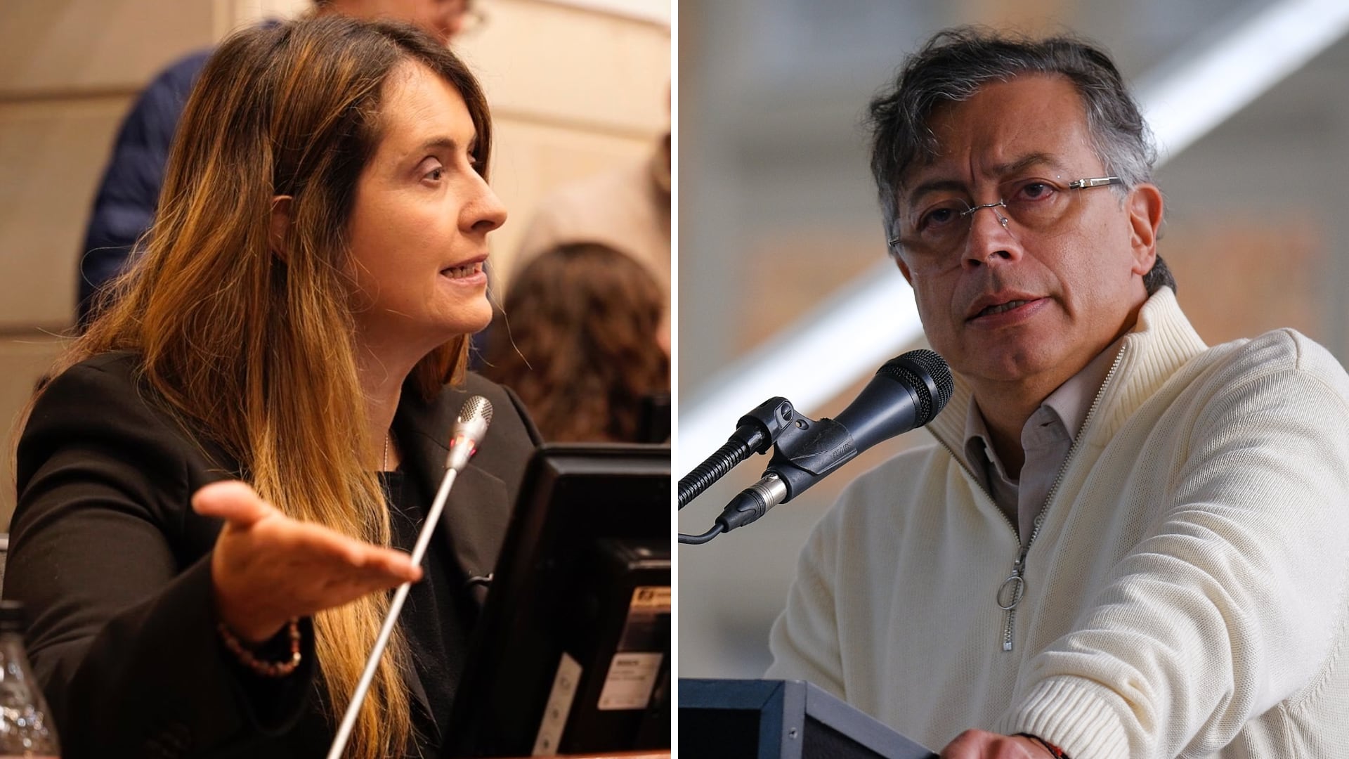 La candidata a la presidencia Paloma Valencia aprovechó la actual coyuntura para lanzar duros comentarios contra el presidente Gustavo Petro - crédito Paloma Valencia/Facebook - Presidencia - Ovidio González/Presidencia