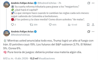 El economista criticó la confusión de Petro entre aranceles e impuestos a la exportación - crédito @AndresFelArias/X