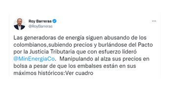 Roy Barreras se pronuncia sobre