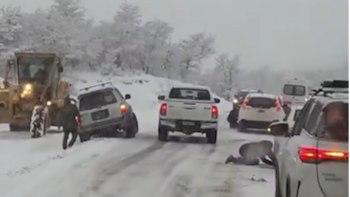 “Esto pasa cuando no usás cadenas”: la escena caótica que se vivió en medio de una fuerte nevada en San Martín de los Andes