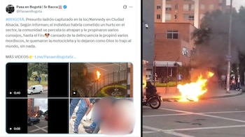 Al delincuente le quemaron su motocicleta - crédito @PasaenBogota/X