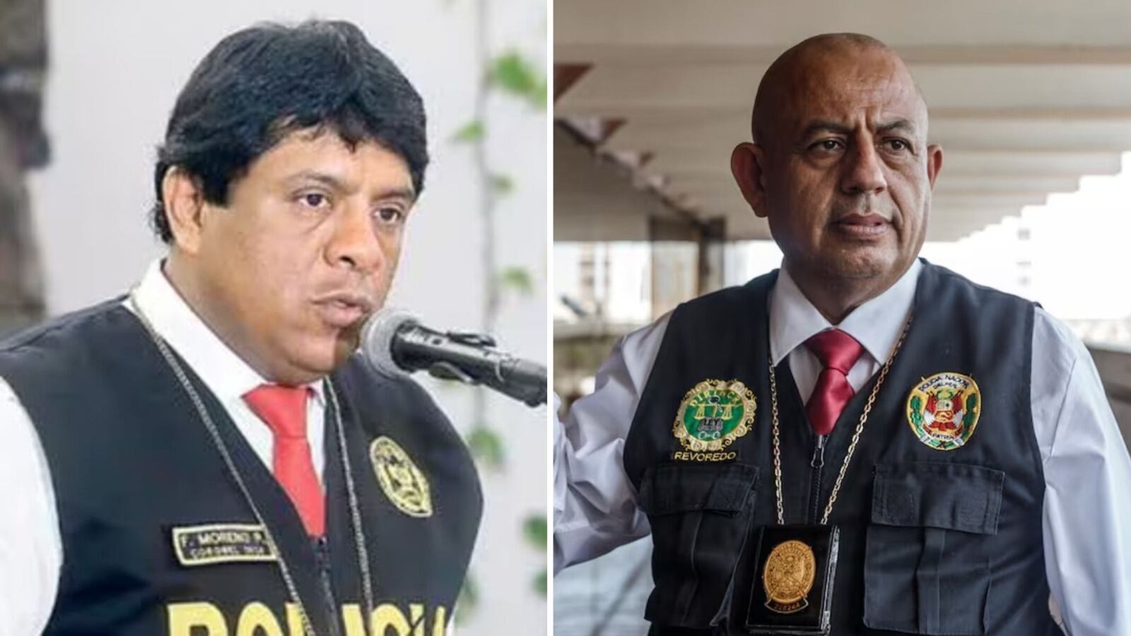 Coroneles Franco Moreno Panta y Víctor Revoredo. Ambos fueron ascendidos al grado de general PNP | Foto captura: El País