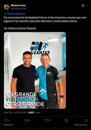 Falcao García apareció en Panamá tras difundirse fotos junto al preparador físico y rehabilitador colombiano Luis Fernando Lastra-crédito @ricardoicaza7/X