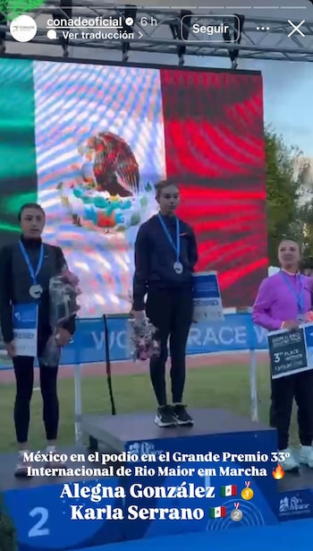 Alegna González y Ximena Serrano logran histórico 1-2 para la marcha mexicana en el Gran Premio Internacional de Rio Maior, Portugal. (Instagram/ @conadeoficial)