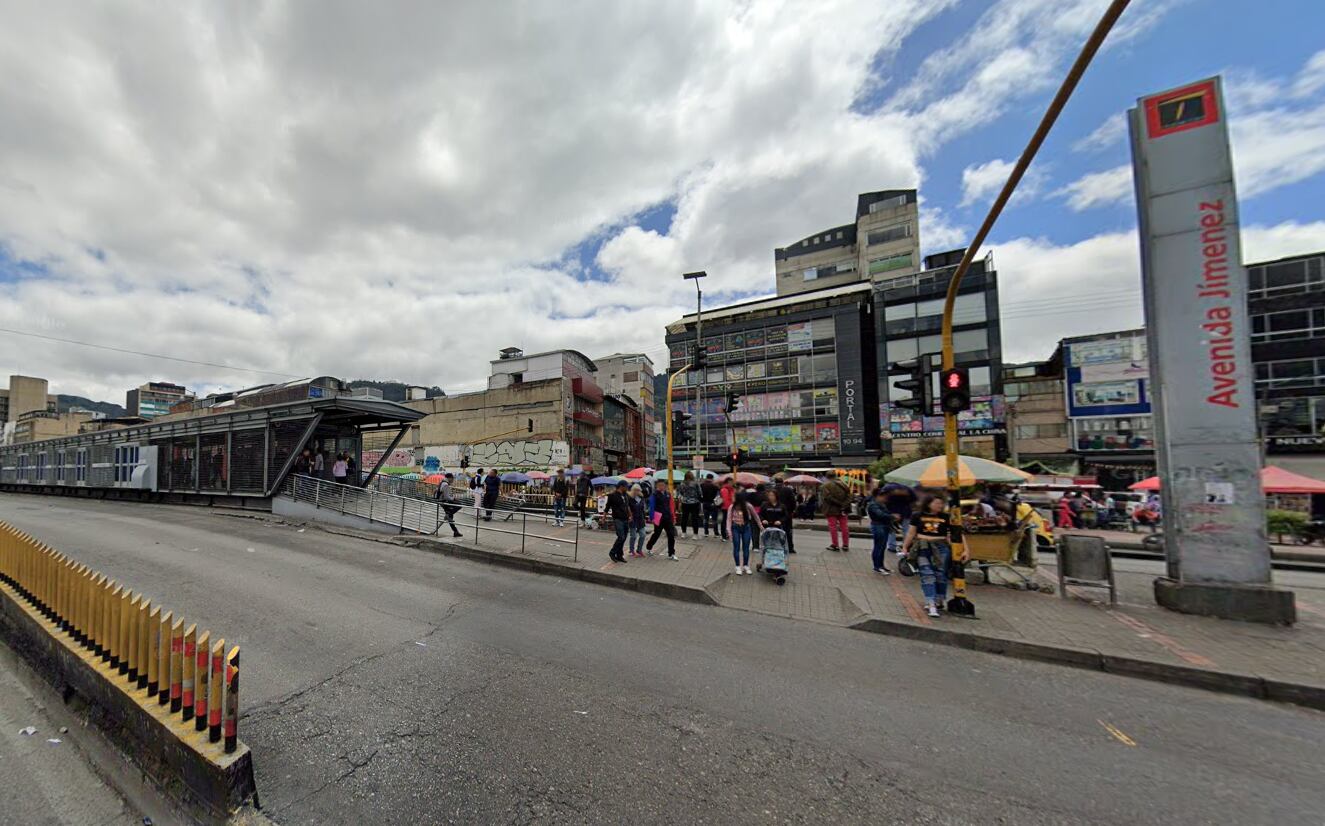 El cierre temporal de la estación avenida Jiménez obedece a la continuación de las obras de la primera línea del metro de Bogotá - crédito Google Maps