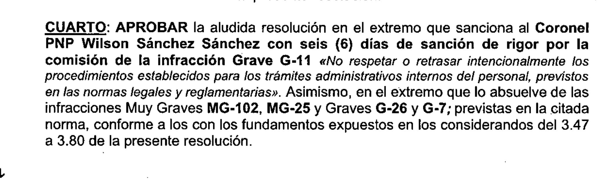 Wilson Sánchez fue sancionado con suspensión por 6 días.