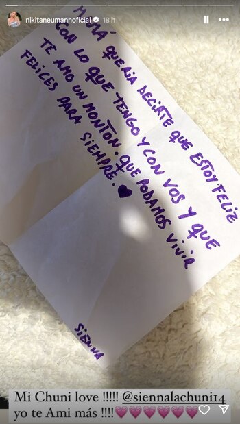 La carta de Sienna Cubero