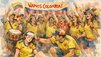 Mujer se desplomó en pleno banderazo para la selección Colombia y los hinchas la alentaron a levantarse con cantos: “Somos únicos”