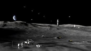 El programa Artemis prevé instalar la primera base lunar permanente en el polo sur de la Luna, impulsando la exploración científica y tecnológica (NASA)