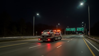 remolque, auto, autopista, transporte, noche. (Imagen Ilustrativa Infobae)