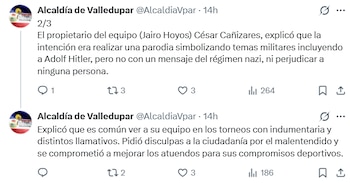 Además, aclararon que la intensión del equipo no era ofender a las personas, sino hacer una parodia - crédito @alcaldiaVpar / X