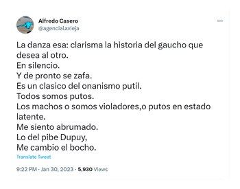 El tuit de Alfredo Casero