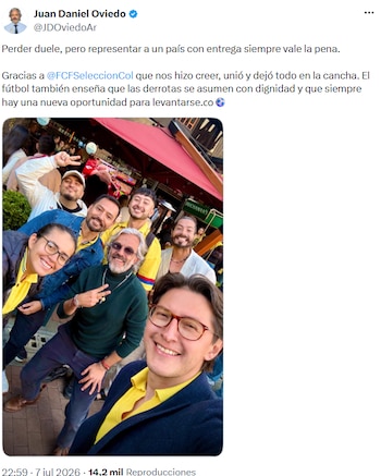 Juan Daniel Oviedo destacó el valor de la entrega y la dignidad tras la eliminación de Colombia - crédito @JDOviedoAr/X