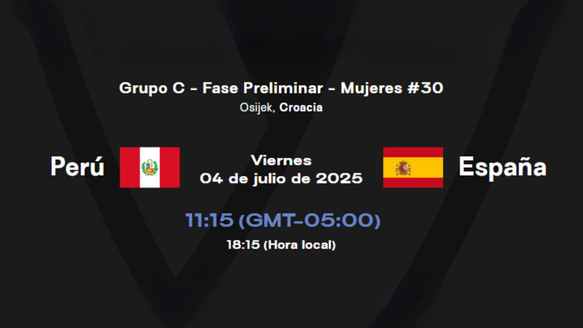 Detalles del partido entre Perú y España por el Mundial Sub 19 de Vóley 2025. Crédito: FIVB