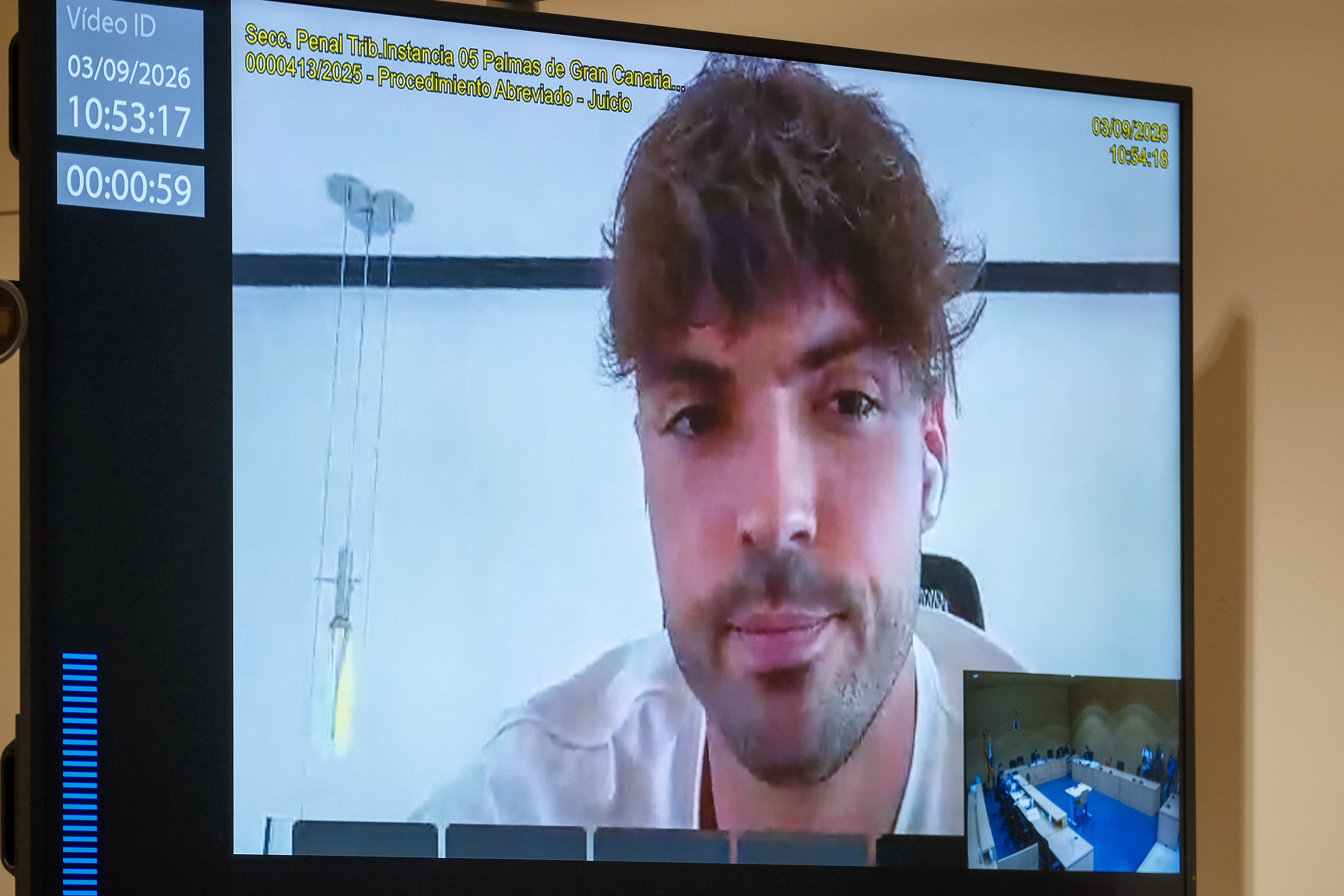 Imagen de la comparecencia por videoconferencia de Raúl Asencio en el juicio. (EFE/Ángel Medina G.)