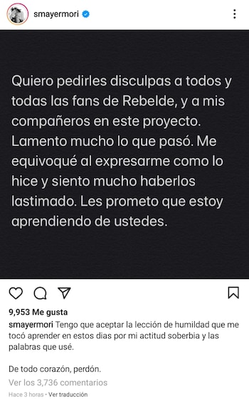 Así se disculpó el hijo