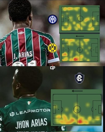 El mapa de calor de Jhon Arias en Palmeiras respecto al que tenía el Fluminense - crédito SofaScore